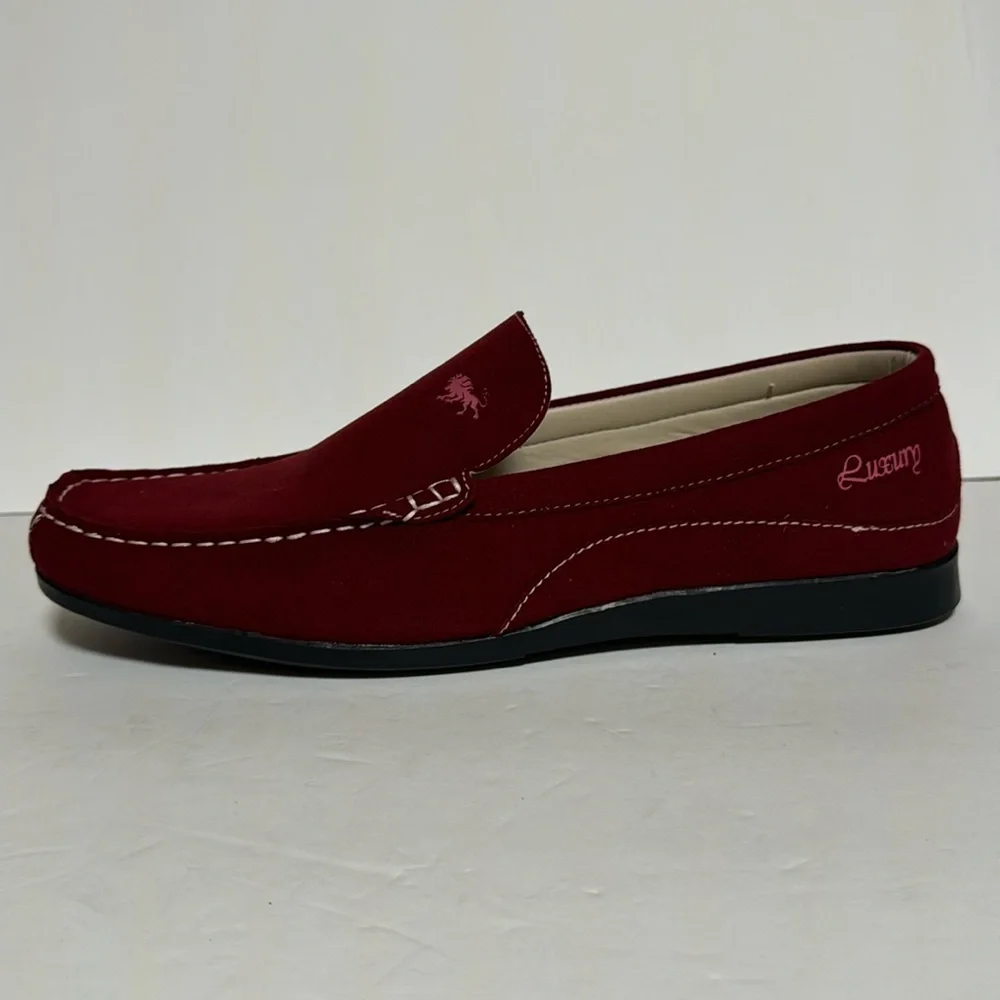 VLADO LUXURY ELITE Men’s Vegan Suede Loafer Burgundy - Picture 2 of 7
